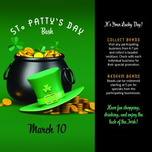 Bowman Area Chamber of Commerce's St. Patty's Day Bash. Celebrate early, Friday, March 10th beginning at 4 PM. Bowman, North Dakota.